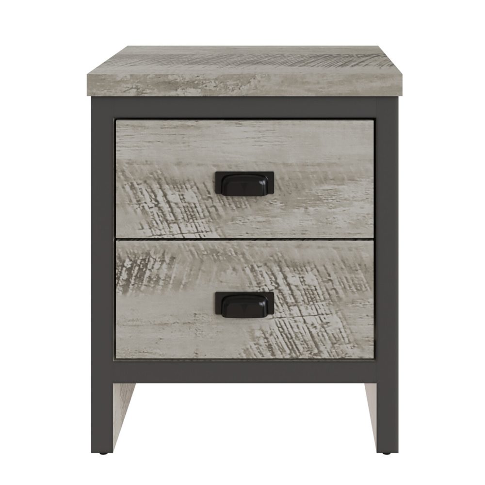 Balcombe Wooden Bedside Cabinet With 2 Drawers In Grey