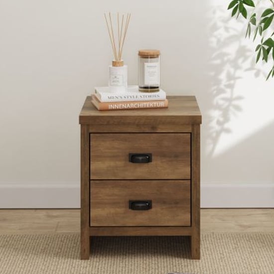 Read more about Balcombe wooden bedside cabinet with 2 drawers in knotty oak