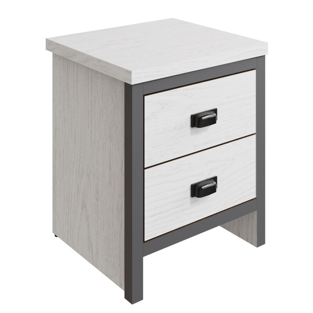 Balcombe Wooden Bedside Cabinet With 2 Drawers - White