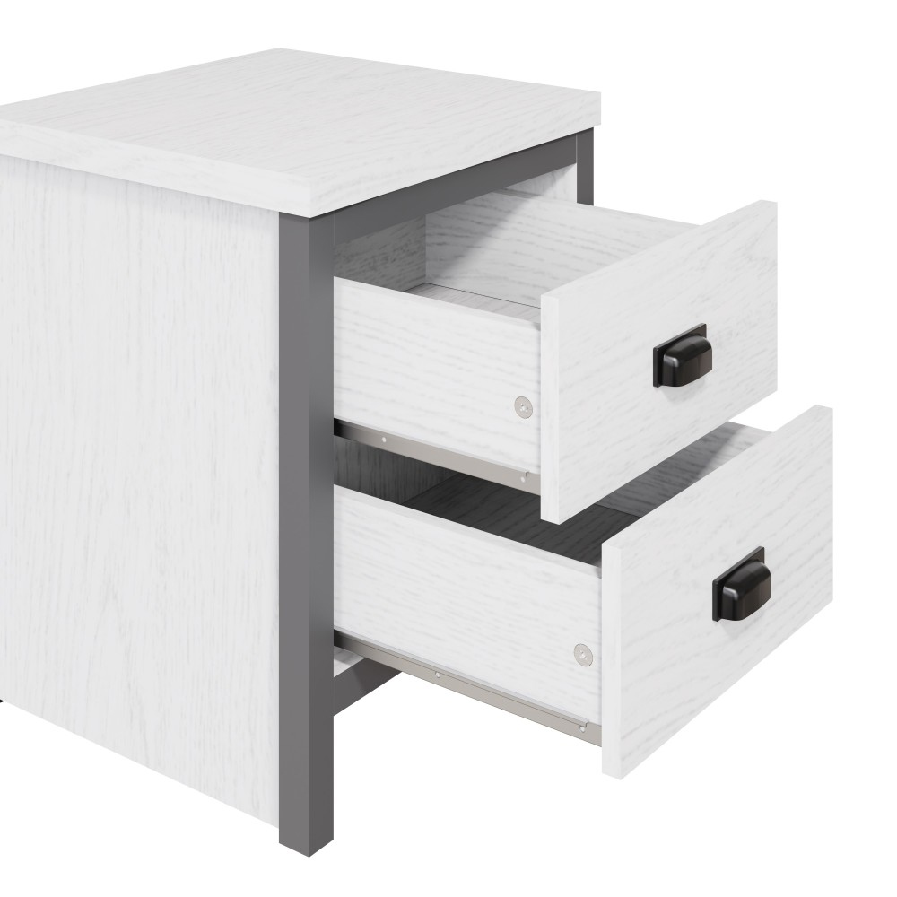 Balcombe Wooden Bedside Cabinet With 2 Drawers - White