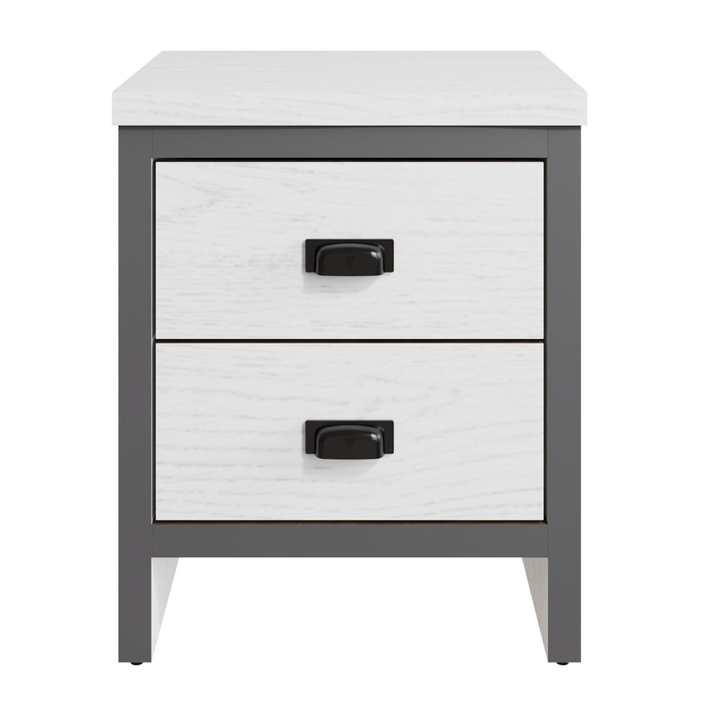 Balcombe Wooden Bedside Cabinet With 2 Drawers - White