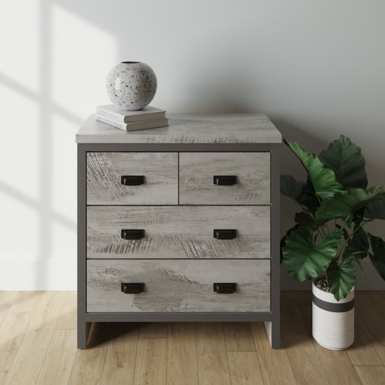 Product photograph of Balcombe Wooden Chest Of 4 Drawers In Grey from Furniture in Fashion