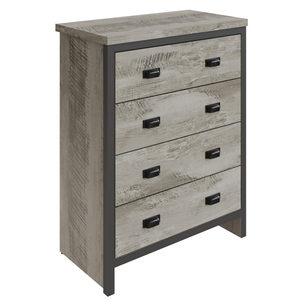 Balcombe Wooden Chest Of 4 Drawers In Grey