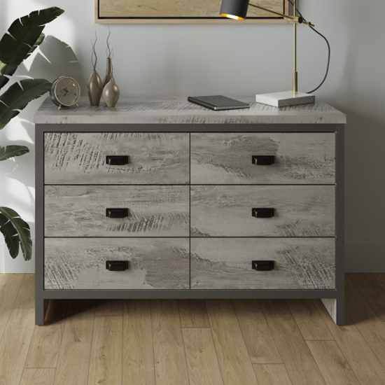 Read more about Balcombe wooden chest of 6 drawers in grey