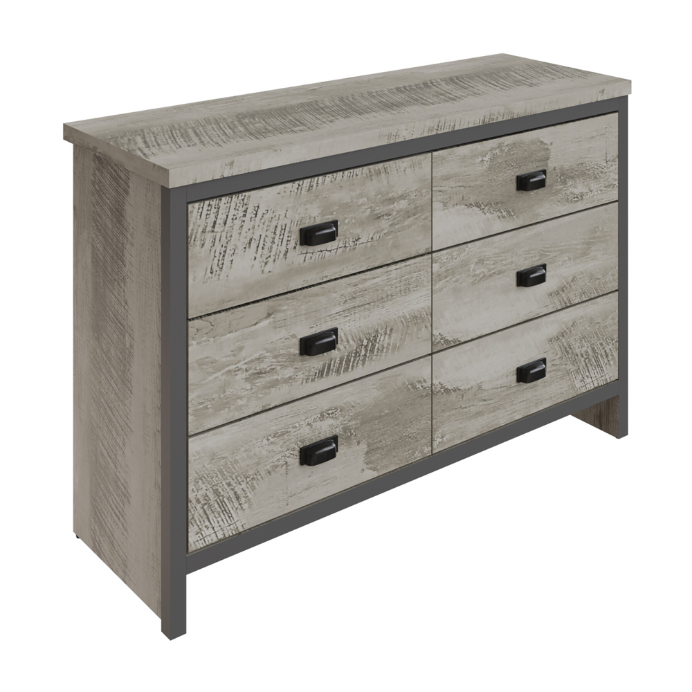 Balcombe Wooden Chest Of 6 Drawers In Grey