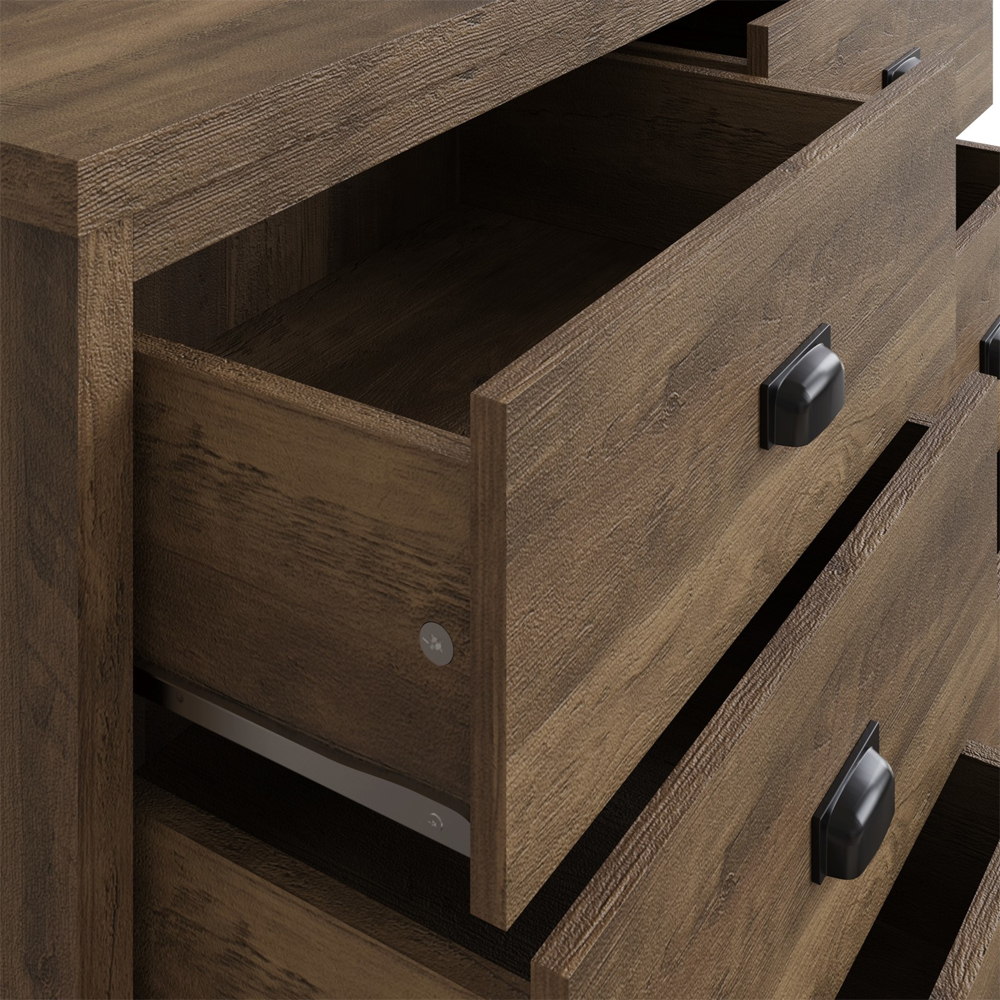 Balcombe Wooden Chest Of 6 Drawers - Knotty Oak