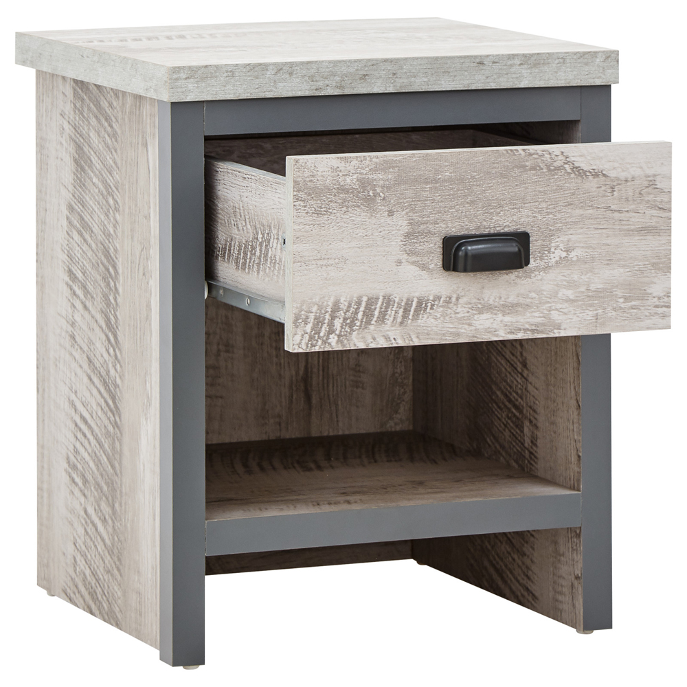 Balcombe Wooden Bedside Cabinet With 1 Drawer In Grey