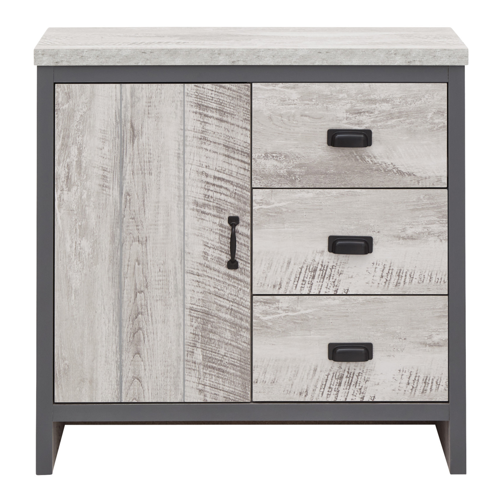 Balcombe Wooden Sideboard With 1 Door 3 Drawers In Grey