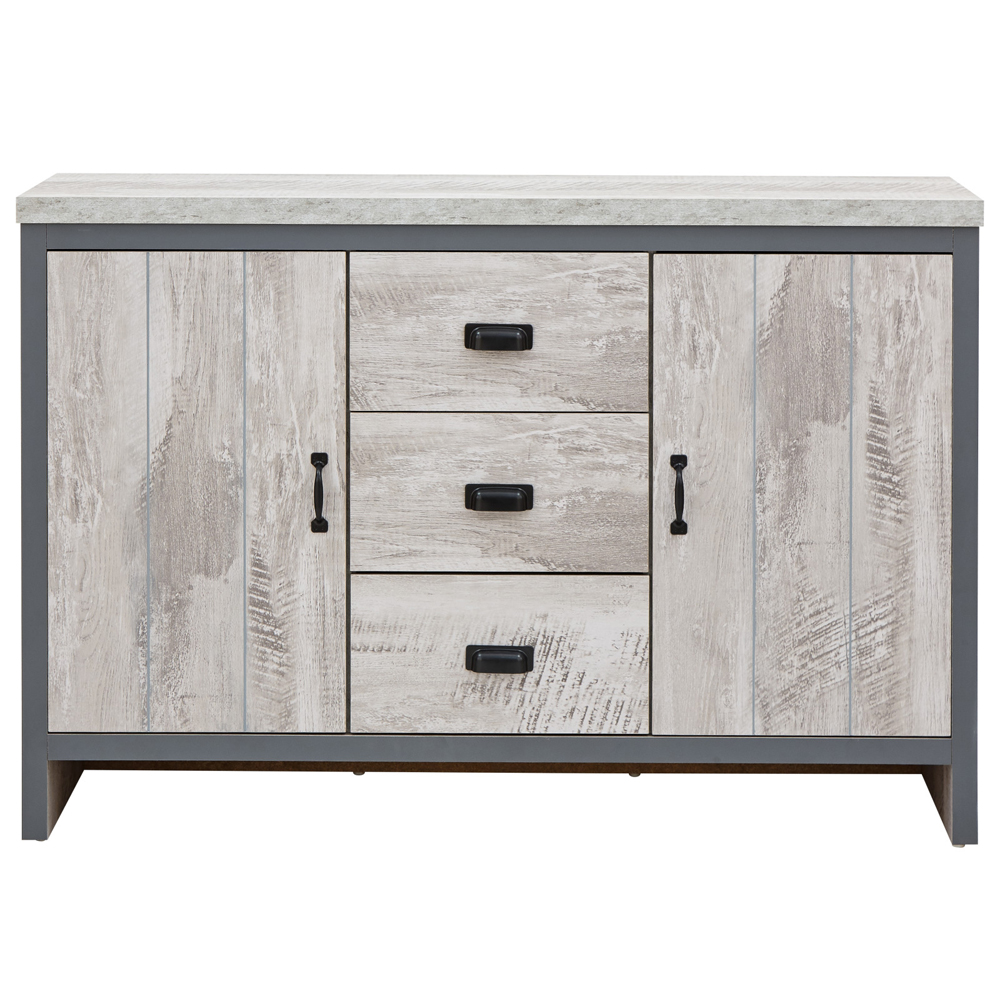 Balcombe Wooden Sideboard With 2 Doors 3 Drawers In Grey