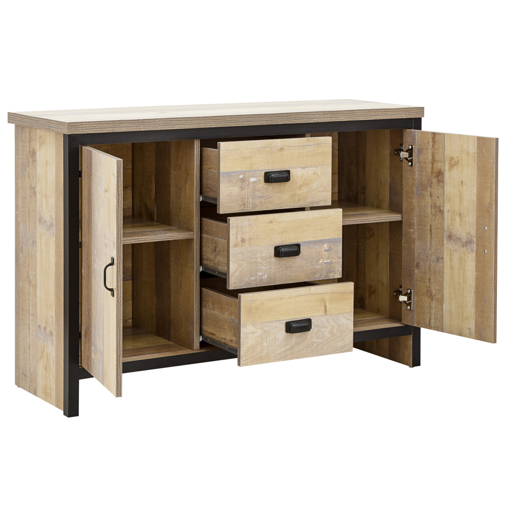 Balcombe Wooden Sideboard With 2 Doors 3 Drawers - Oak