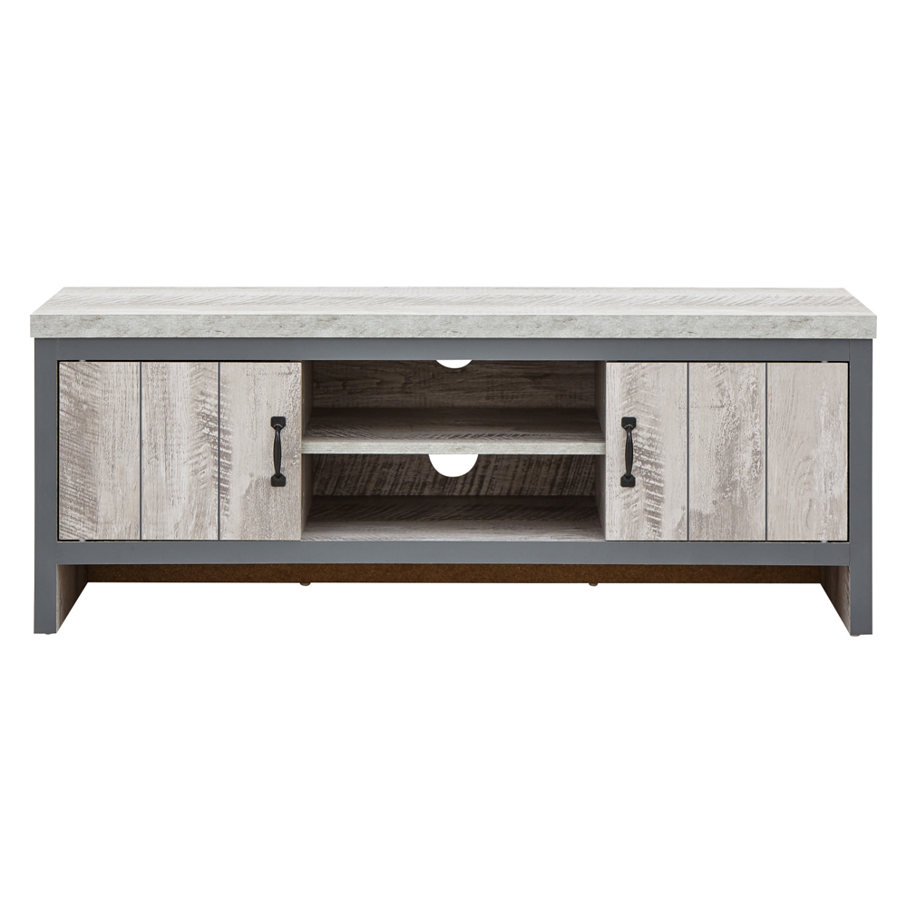 Balcombe Wooden TV Stand With 2 Doors In Grey