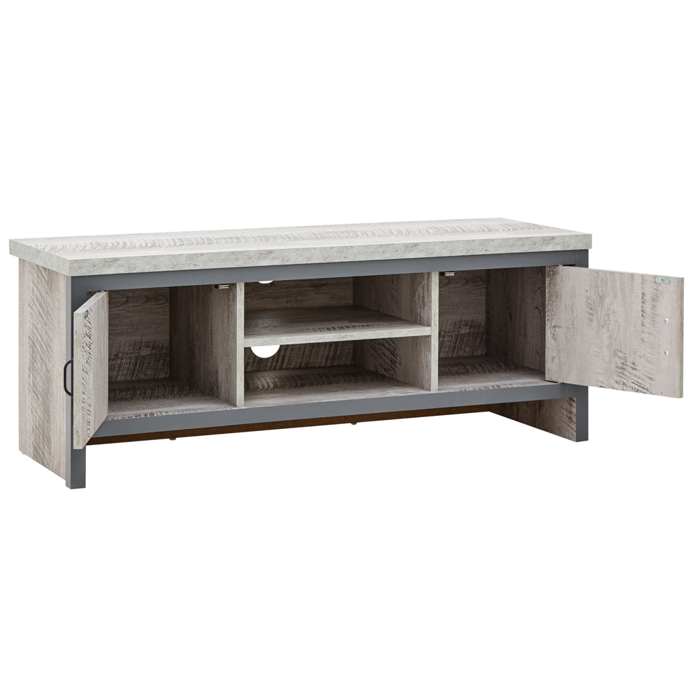 Balcombe Wooden TV Stand With 2 Doors In Grey