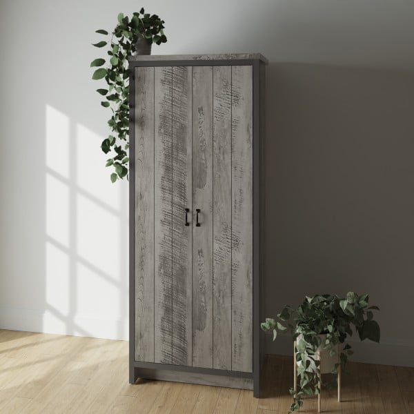 Balcombe Wooden Wardrobe With 2 Doors In Grey