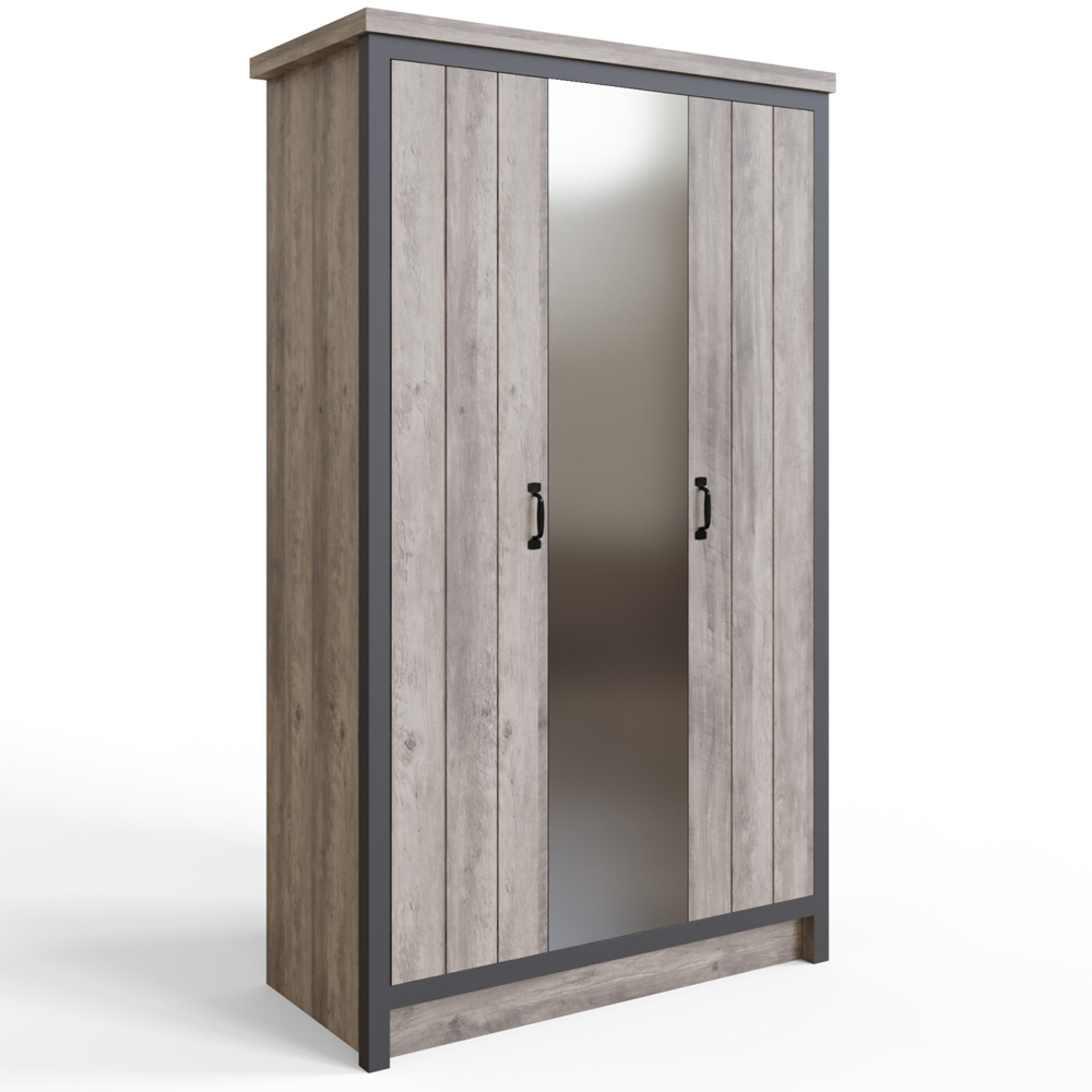 Balcombe Wooden Wardrobe With 3 Doors In Grey