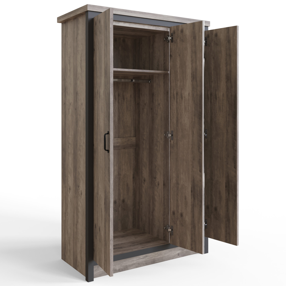 Balcombe Wooden Wardrobe With 3 Doors In Grey