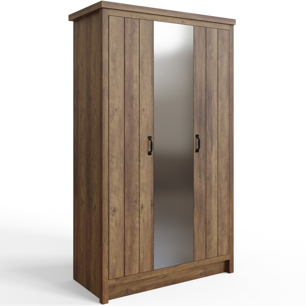 Balcombe Wooden Wardrobe With 3 Doors - Knotty Oak