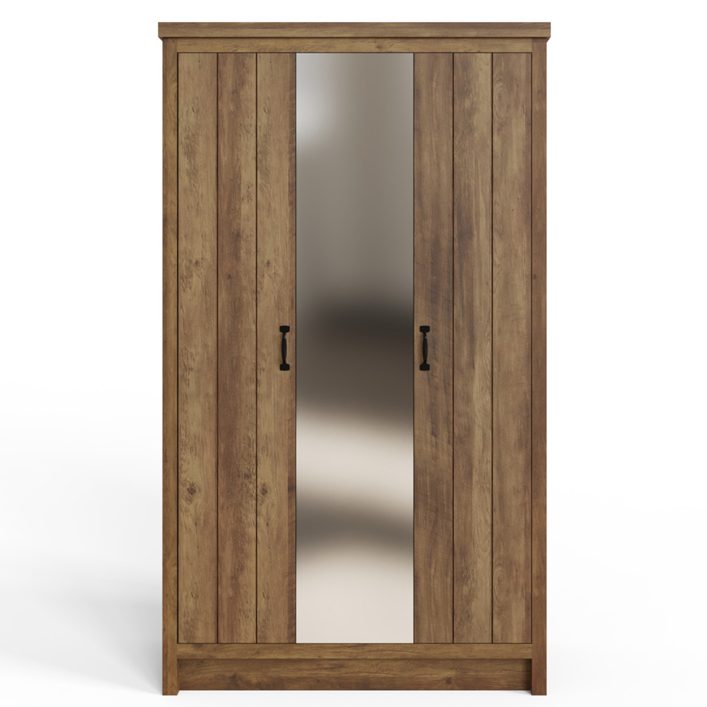 Balcombe Wooden Wardrobe With 3 Doors - Knotty Oak