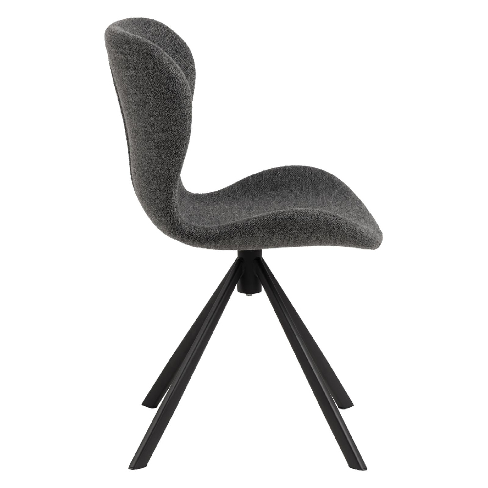 Baldwin Anthracite Fabric Dining Chairs With Black Legs In Pair