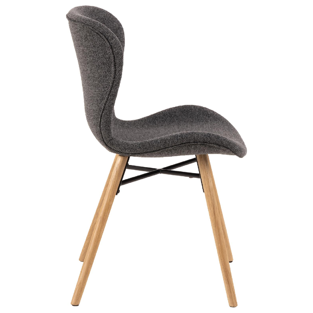 Baldwin Anthracite Fabric Dining Chairs With Oak Legs In Pair