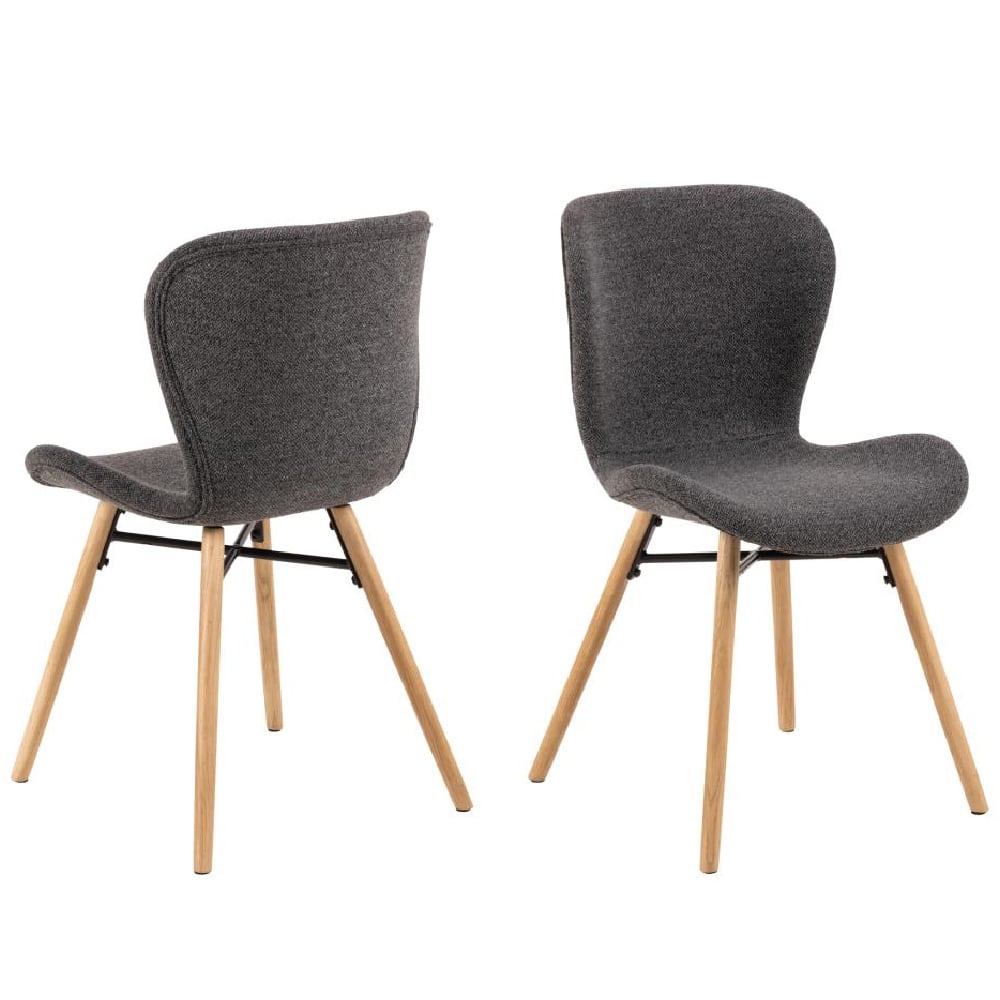 Product photograph of Baldwin Anthracite Fabric Dining Chairs With Oak Legs In Pair from Furniture in Fashion