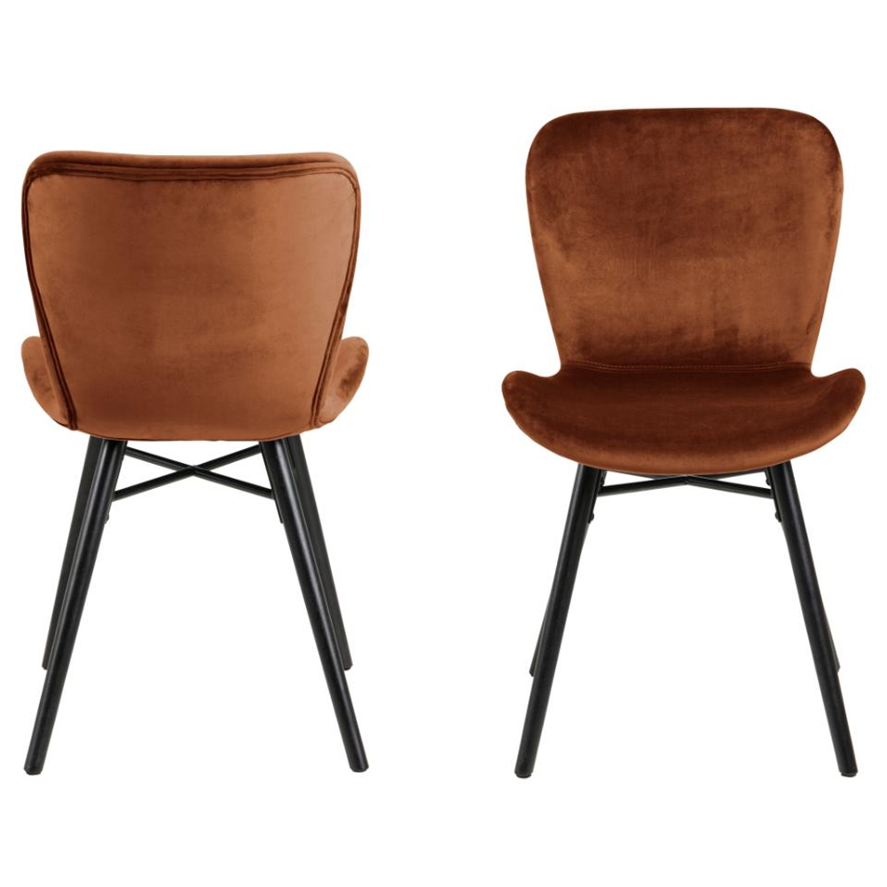 Baldwin Copper Fabric Dining Chairs With Black Legs In Pair