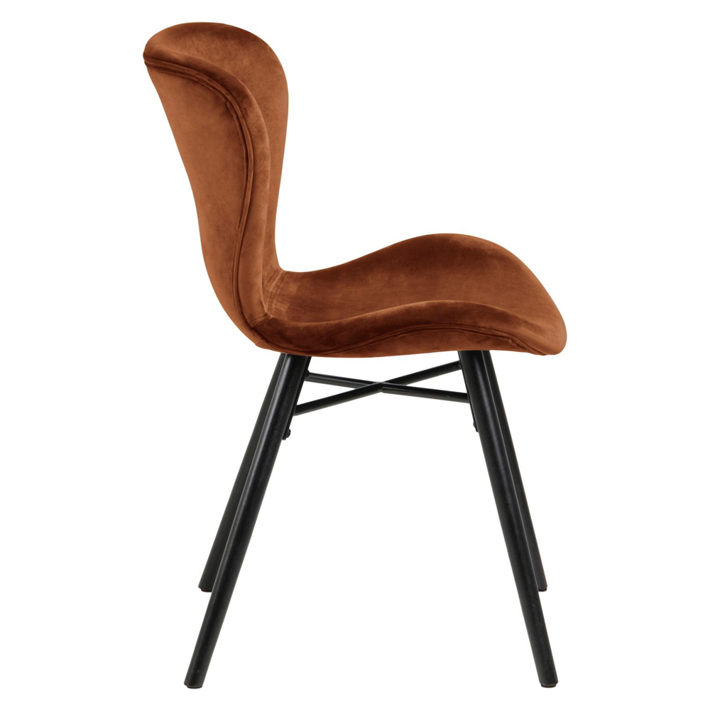 Baldwin Copper Fabric Dining Chairs With Black Legs In Pair