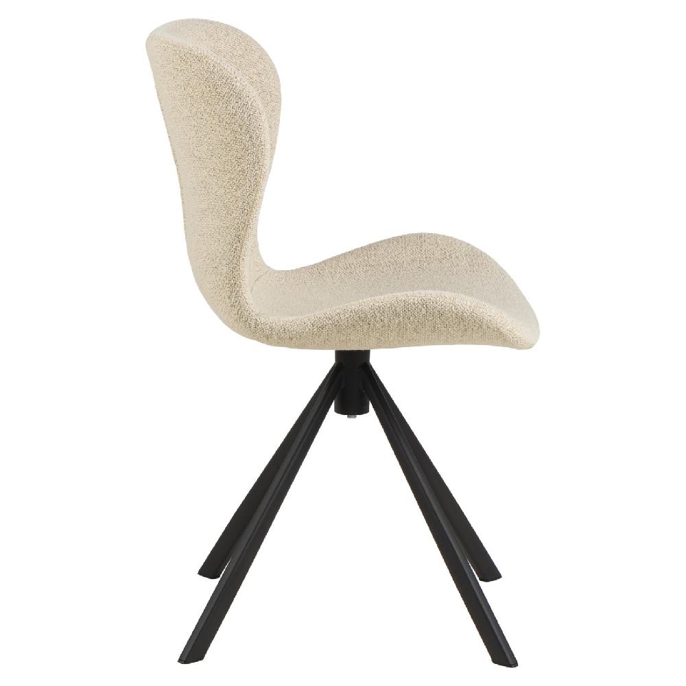 Baldwin Cream Fabric Dining Chairs With Black Legs In Pair