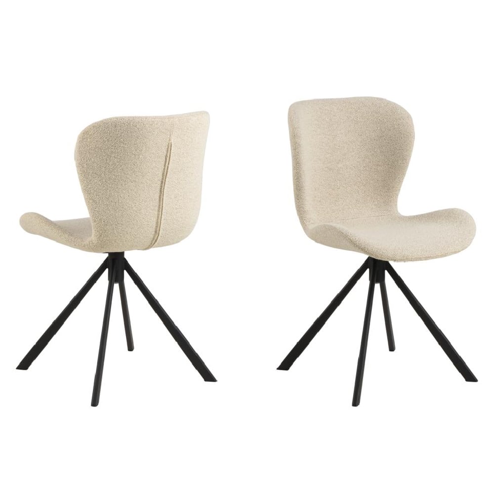 Product photograph of Baldwin Cream Fabric Dining Chairs With Black Legs In Pair from Furniture in Fashion