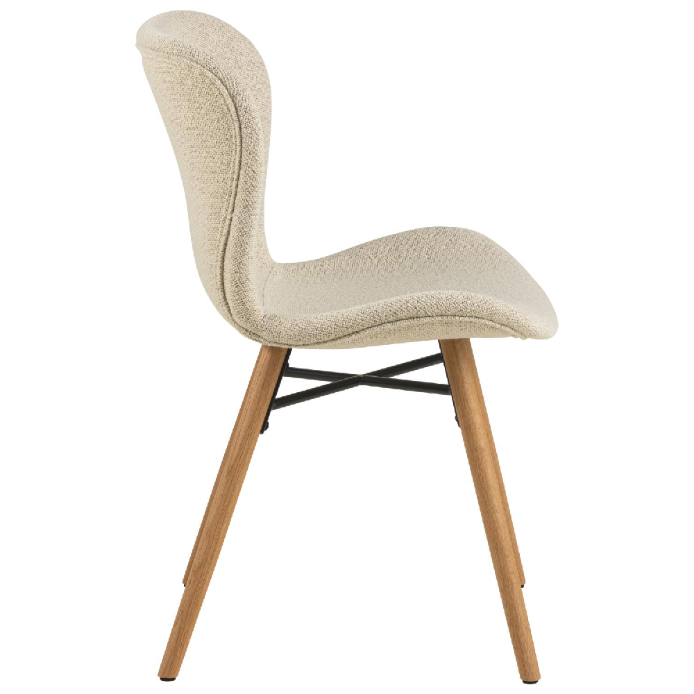 Baldwin Cream Fabric Dining Chairs With Oak Legs In Pair