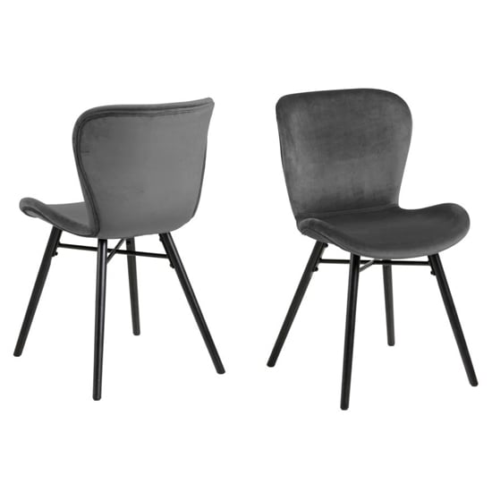 Baldwin Dark Grey Fabric Dining Chairs In Pair