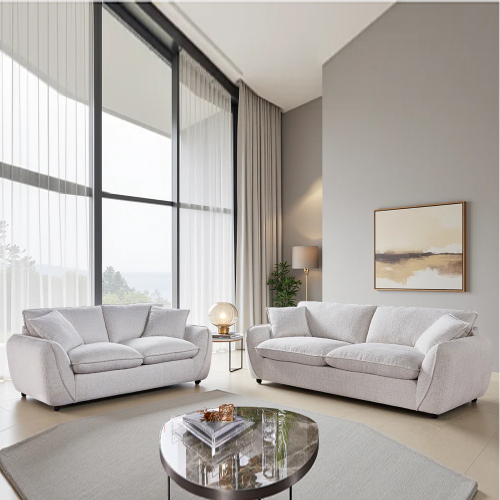 Baleno Fabric 3+2 Seater Sofa Set in Beige
