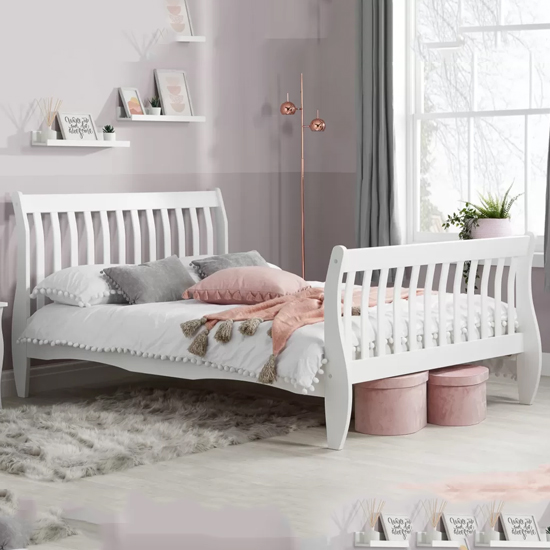 Read more about Balford pine wood double bed in white