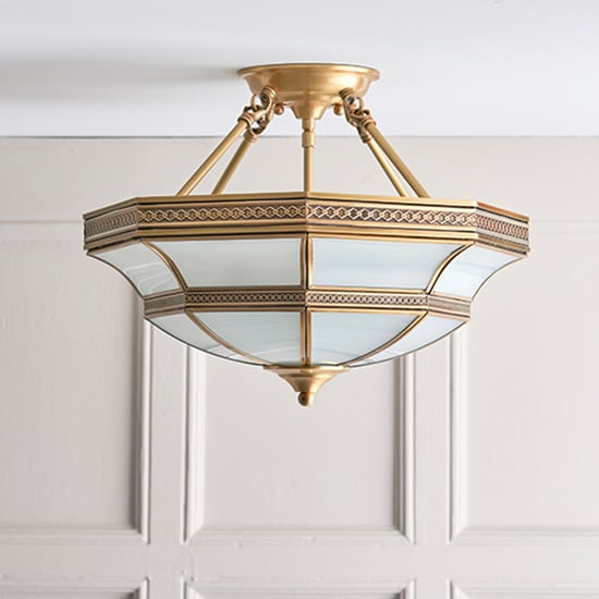Balfour 4 Lights Semi Flush Ceiling Light In Antique Brass