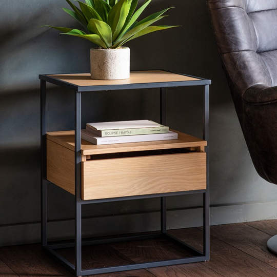 Balham Oak Side Table With Metal Frame FiF