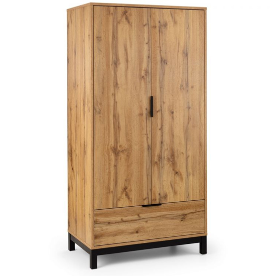 Baara Wooden Wardrobe With 2 Doors 1 Drawer In Oak