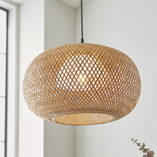 Product photograph of Belie 1 Light Globe Pendant Light In Black And Natural from Furniture in Fashion