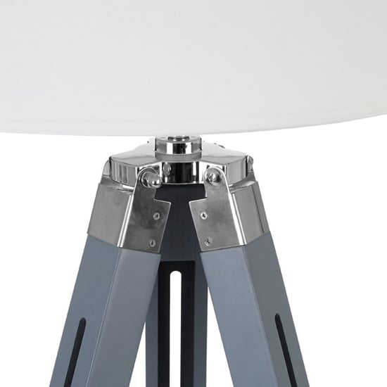 Baline Cream Fabric Shade Floor Lamp With Grey Tripod Base