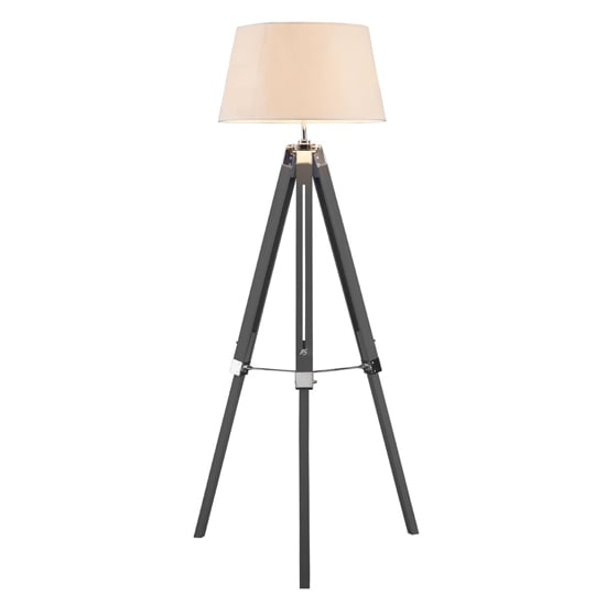 Product photograph of Baline Cream Fabric Shade Floor Lamp With Grey Tripod Base from Furniture in Fashion