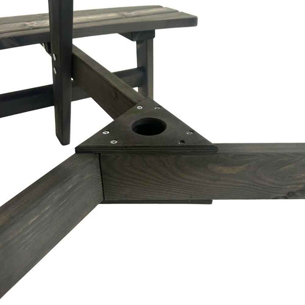 Balint Outdoor Wooden 6 Seater Round Picnic Table in Dark Grey