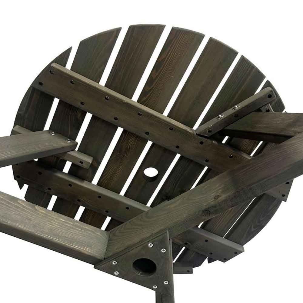 Balint Outdoor Wooden 6 Seater Round Picnic Table in Dark Grey