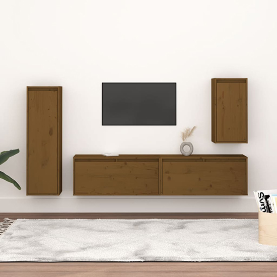 Read more about Balint solid pinewood entertainment unit in honey brown