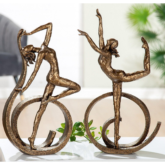 Product photograph of Ballerina Polyresin Set Of 2 Sculpture In Brown from Furniture in Fashion