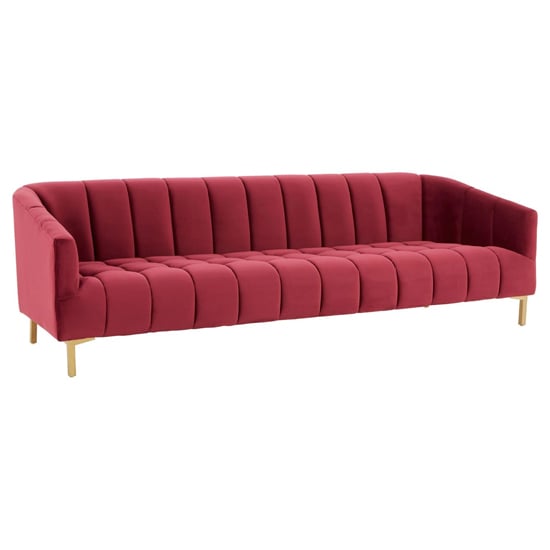 Product photograph of Balles Upholstered Velvet 3 Seater Sofa In Wine from Furniture in Fashion