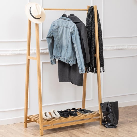 Ballie Wooden Coat Rack With Clothes Bar In Natural