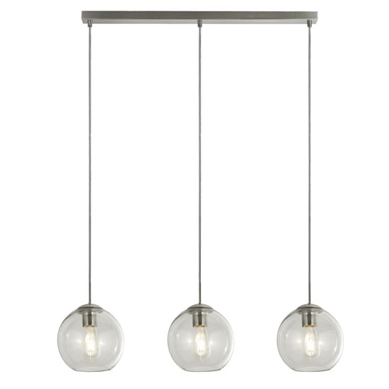 Balls 3 Lights Clear Glass Bar Pendant Light In Chrome