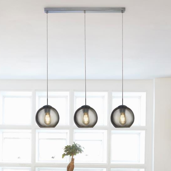 Read more about Balls 3 lights smoked glass bar pendant light in chrome