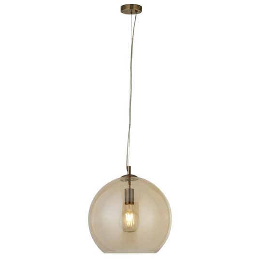 Product photograph of Balls Large Amber Glass Ceiling Pendant Light In Antique Brass from Furniture in Fashion