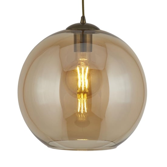 Product photograph of Balls Small Amber Glass Ceiling Pendant Light In Antique Brass from Furniture in Fashion