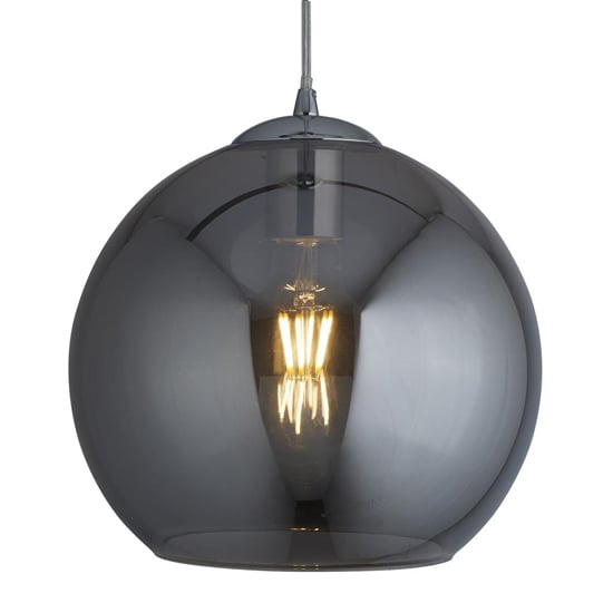Balls Small Smoked Glass Ceiling Pendant Light In Chrome