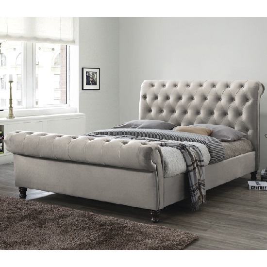 Balm Fabric Super King Size Bed In Champagne With Dark Feet Balm Fabric Super King Size Bed In, What Size Is A Super King Bed In Feet
